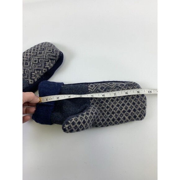 Handmade Navy Blue Button Mittens Wool Felt Fleece Lined Unbranded Boutique - Picture 4 of 5